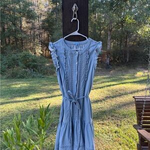 Draper James Light Blue Ruffle Midi Dress